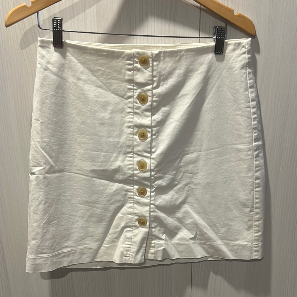 Gap button front fully lined mini skirt cotton blend optic white colour size 8